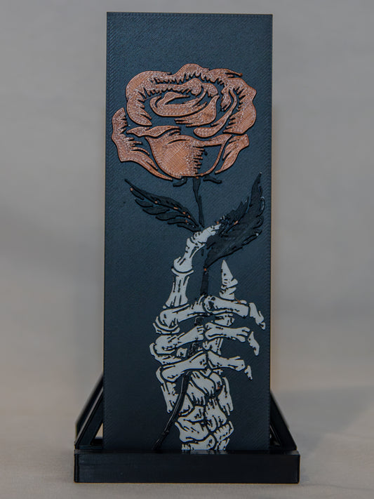 Gold Rose & Skeleton Hand Bookmark
