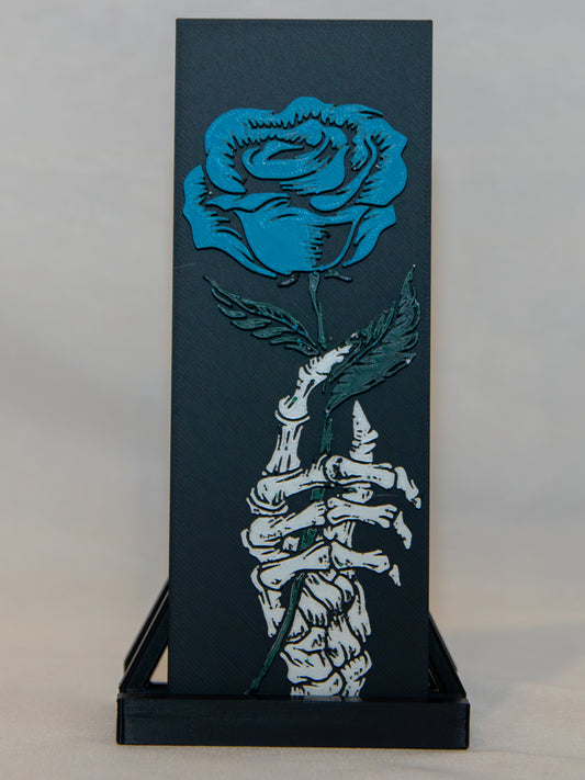 Blue Rose with Skelton Hand Bookmark